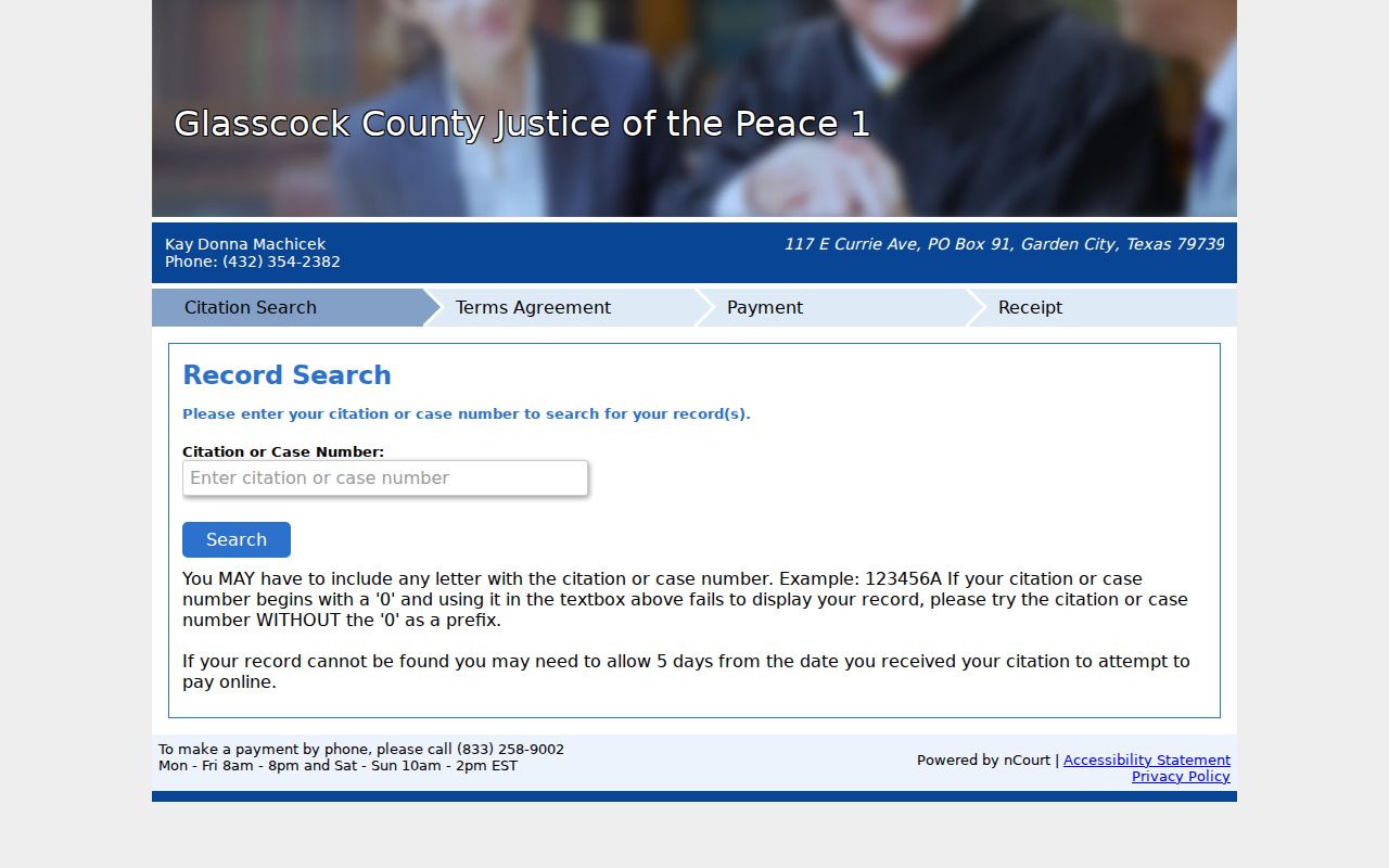 Glasscock County nCourt record search requiring citation or case number