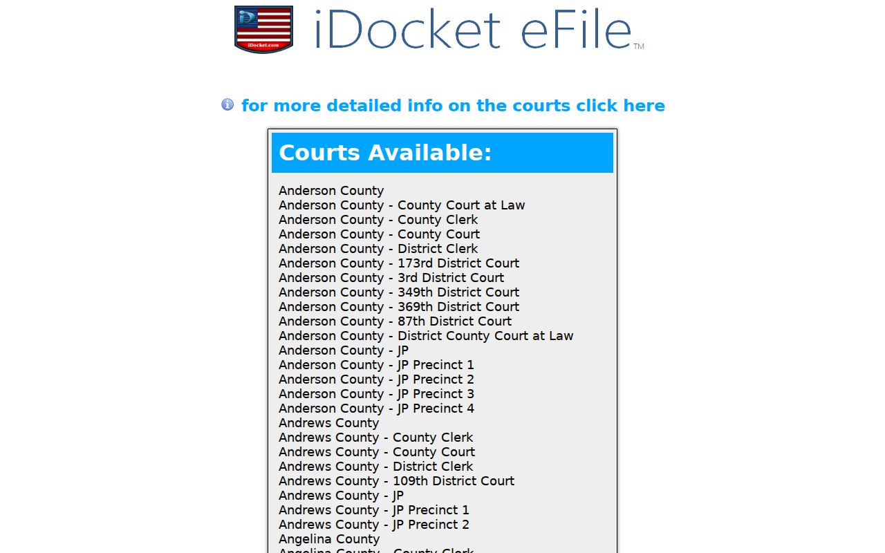 Glasscock County court records e-filing court list