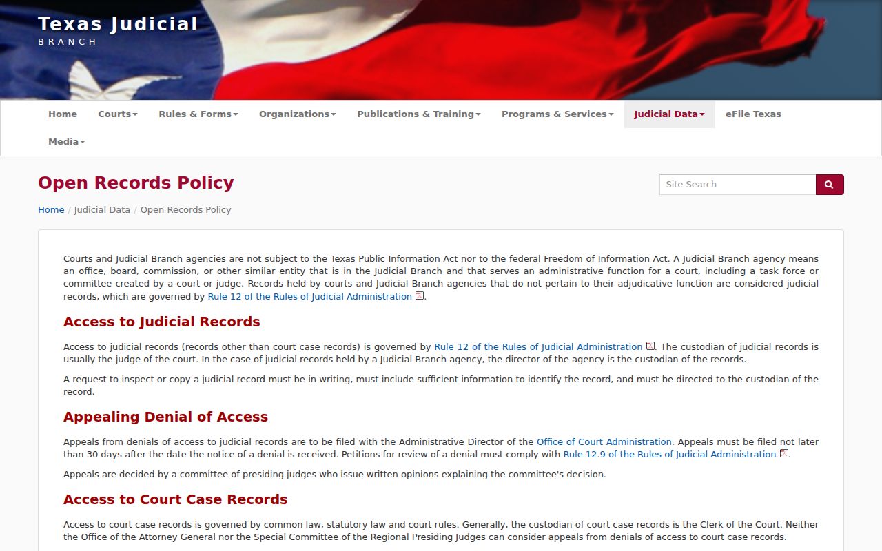 Glasscock County court records judicial access policy