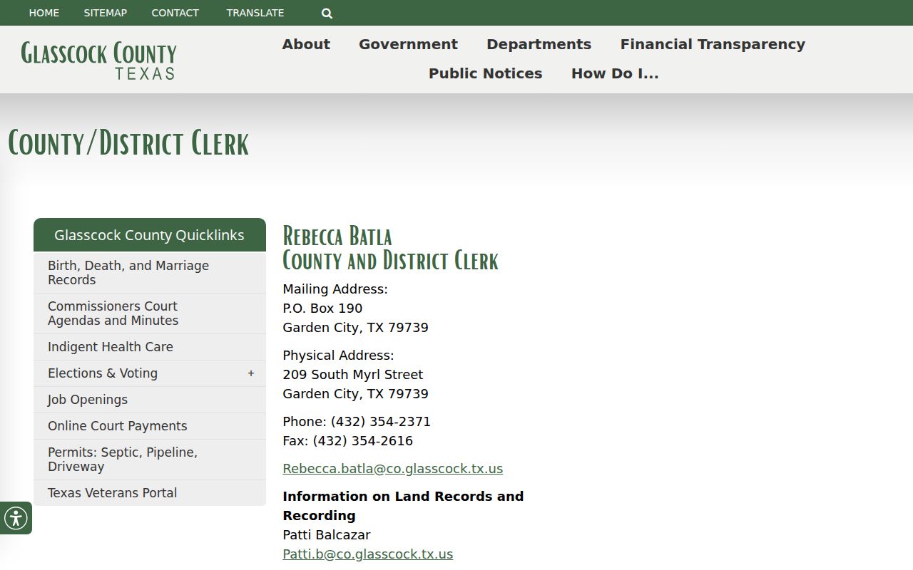 Glasscock County combined clerk page